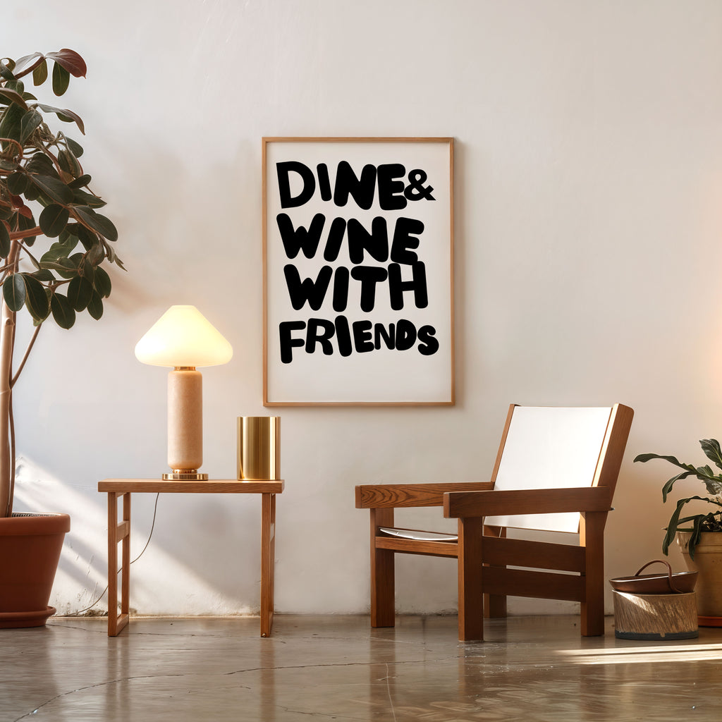modern dining room poster dine and wine with friends wall decor