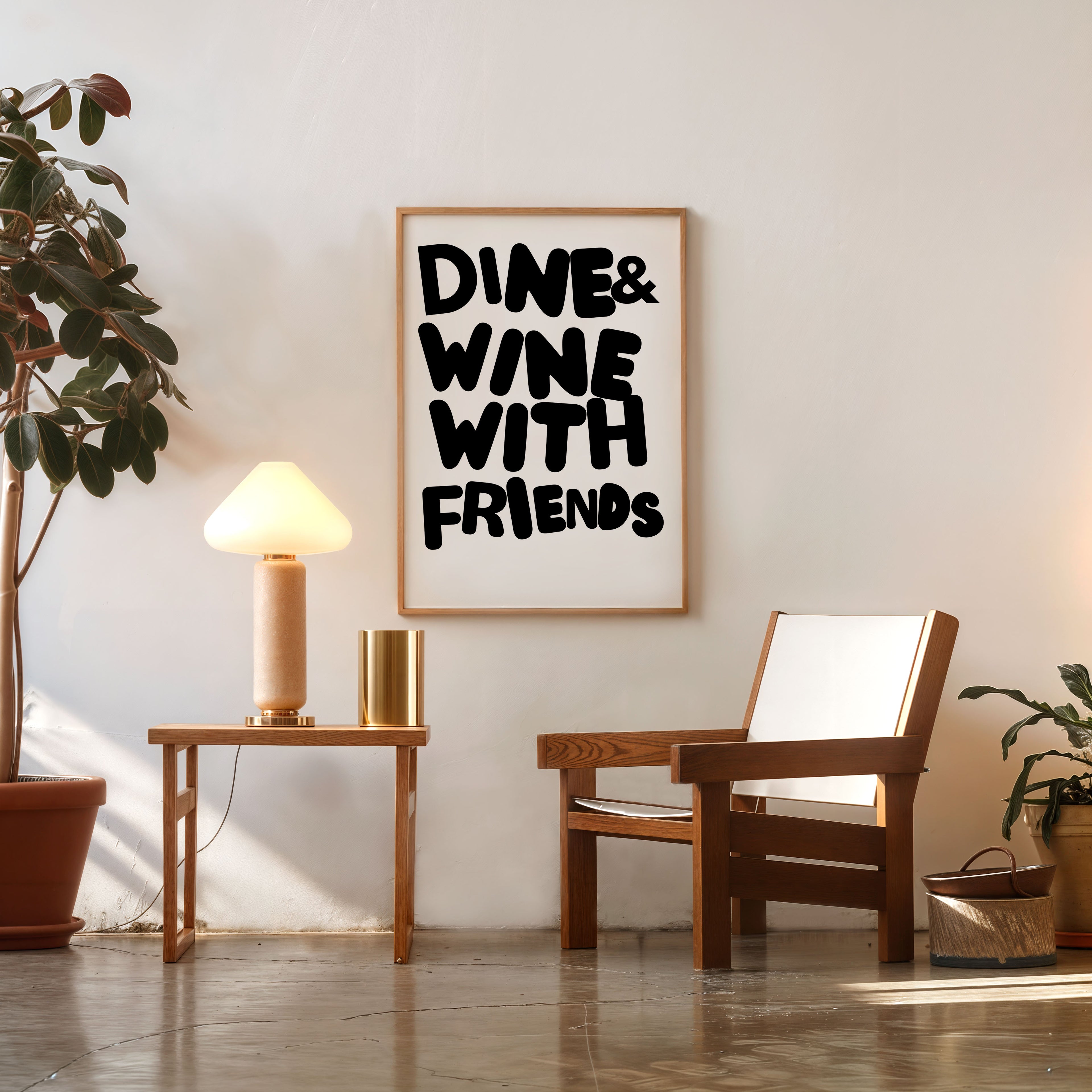 modern dining room poster dine and wine with friends wall decor