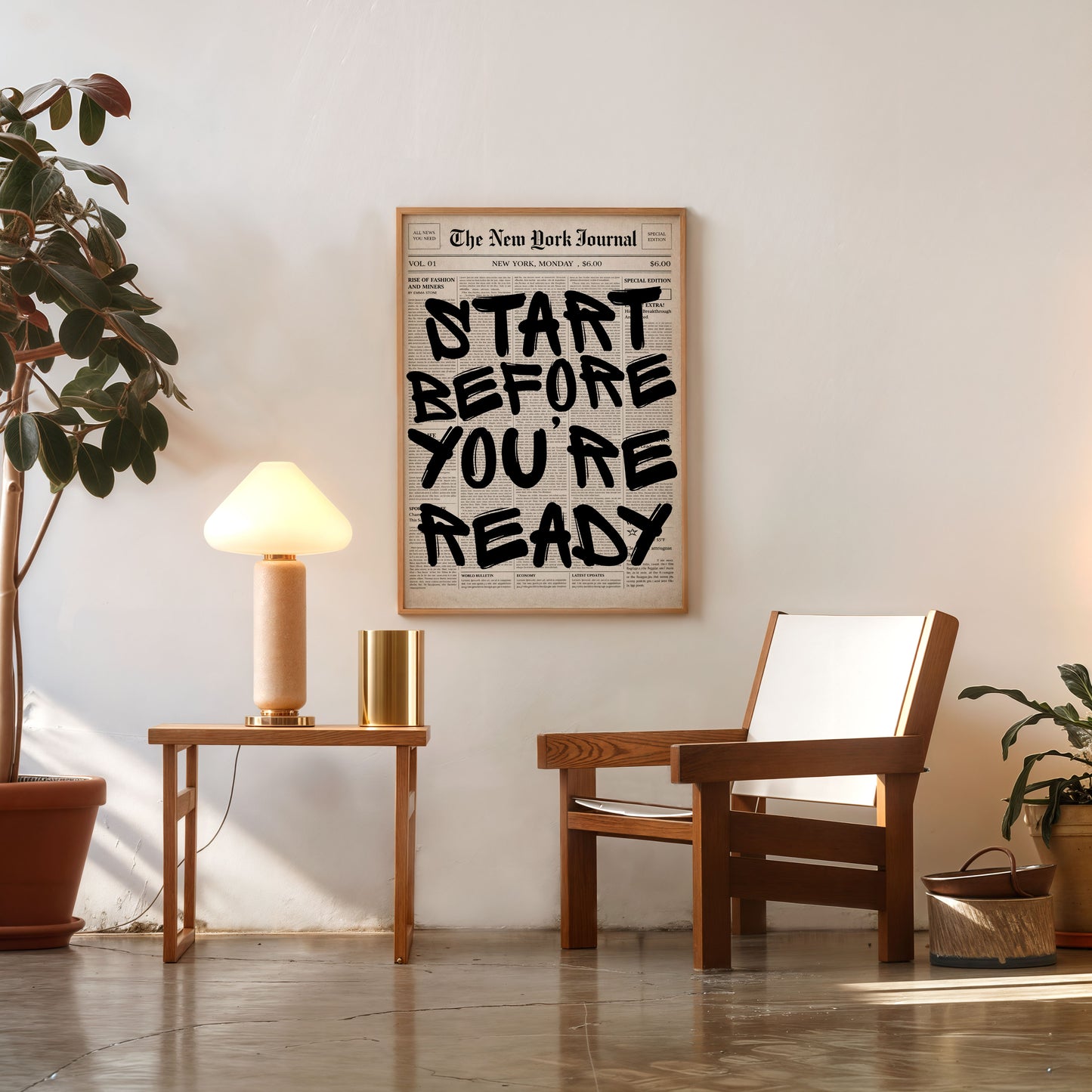Modern motivational quote wall art start before you're ready print