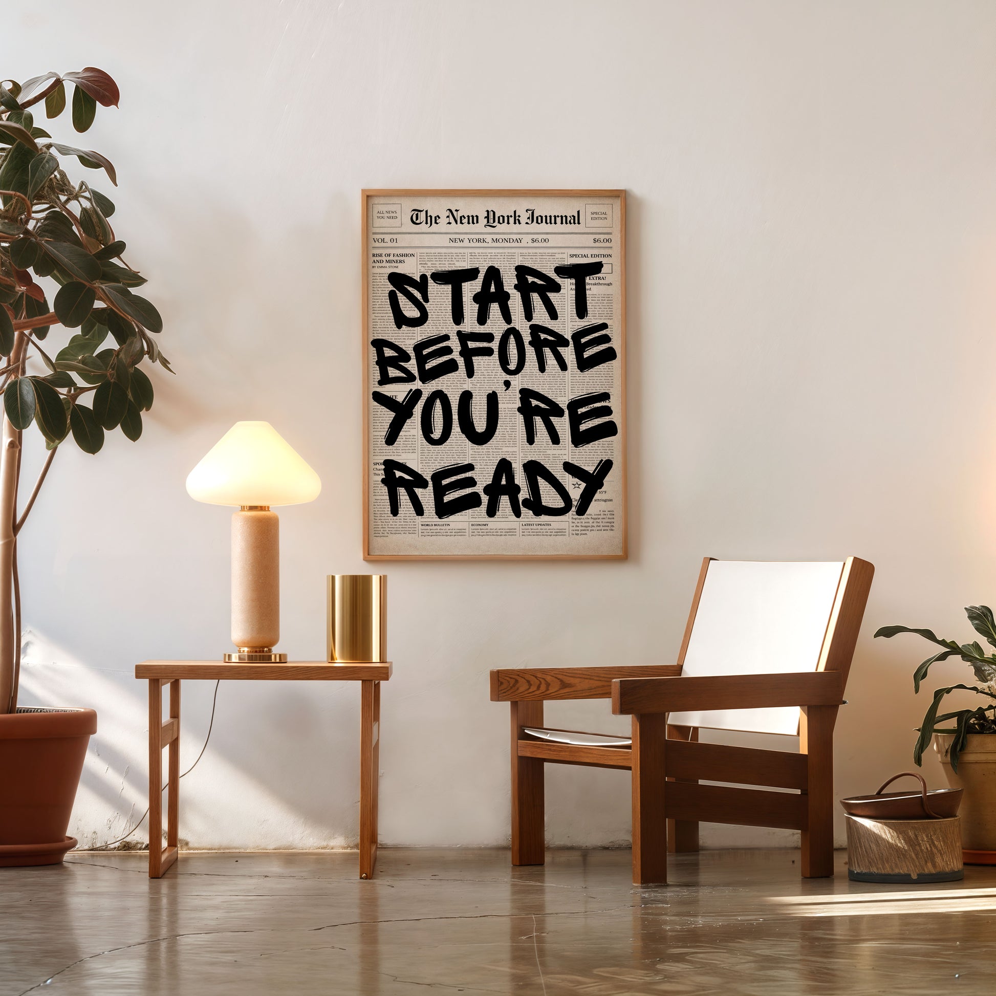 Modern motivational quote wall art start before you're ready print