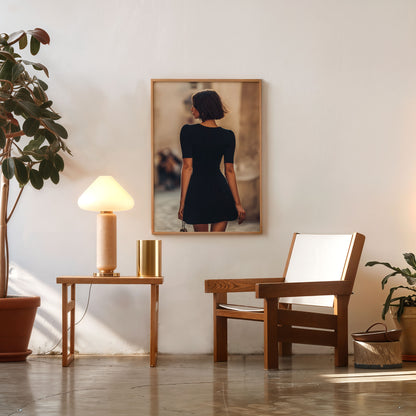 Woman in black dress Paris style photography wall art