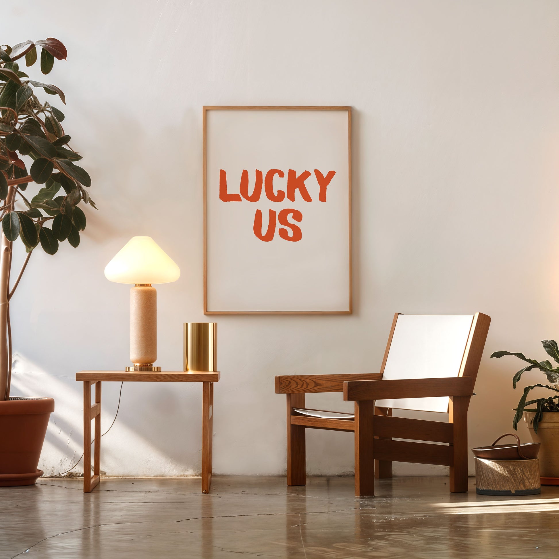 lucky us typography poster minimalist motivational wall art