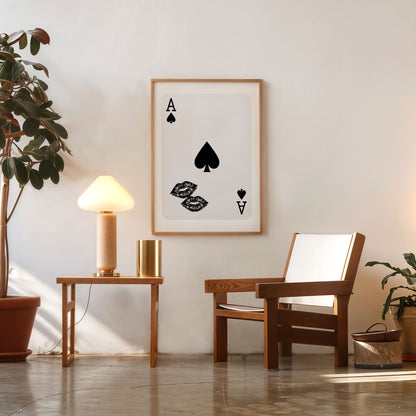Modern playing card print spade symbol minimalist home decor