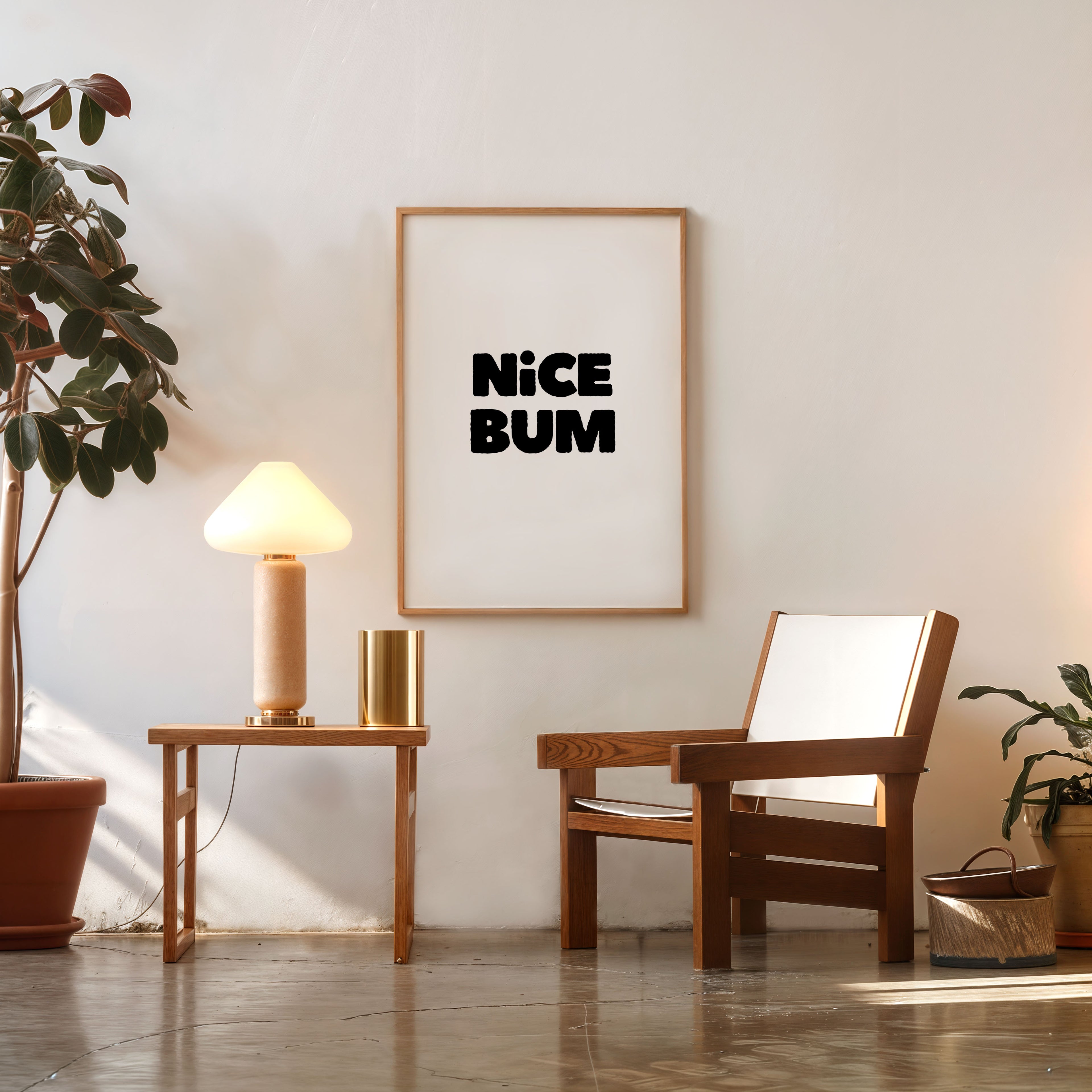 Minimalist humorous quote poster Nice Bum wall decor