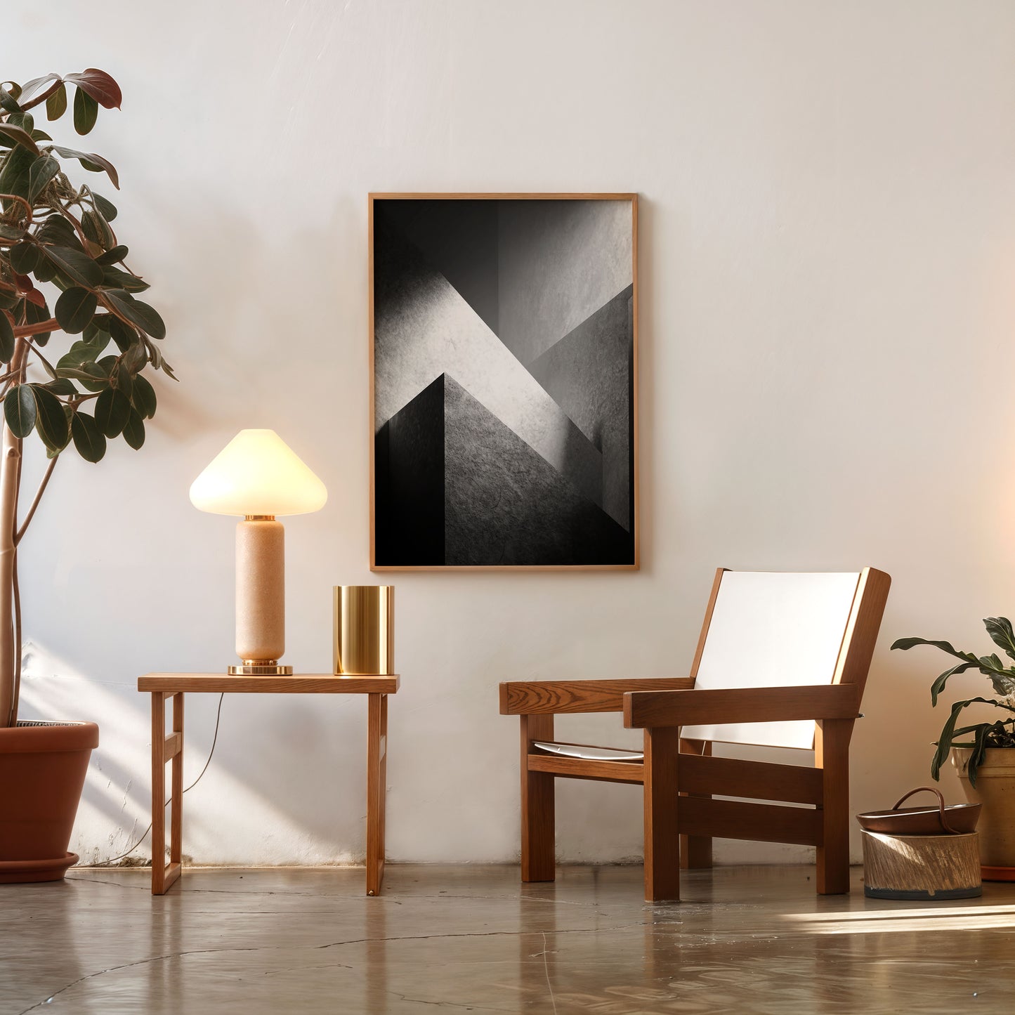 Abstract geometric black and white wall art print modern decor