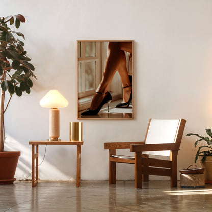 High heels fashion wall art, elegant legs in luxury interior lighting