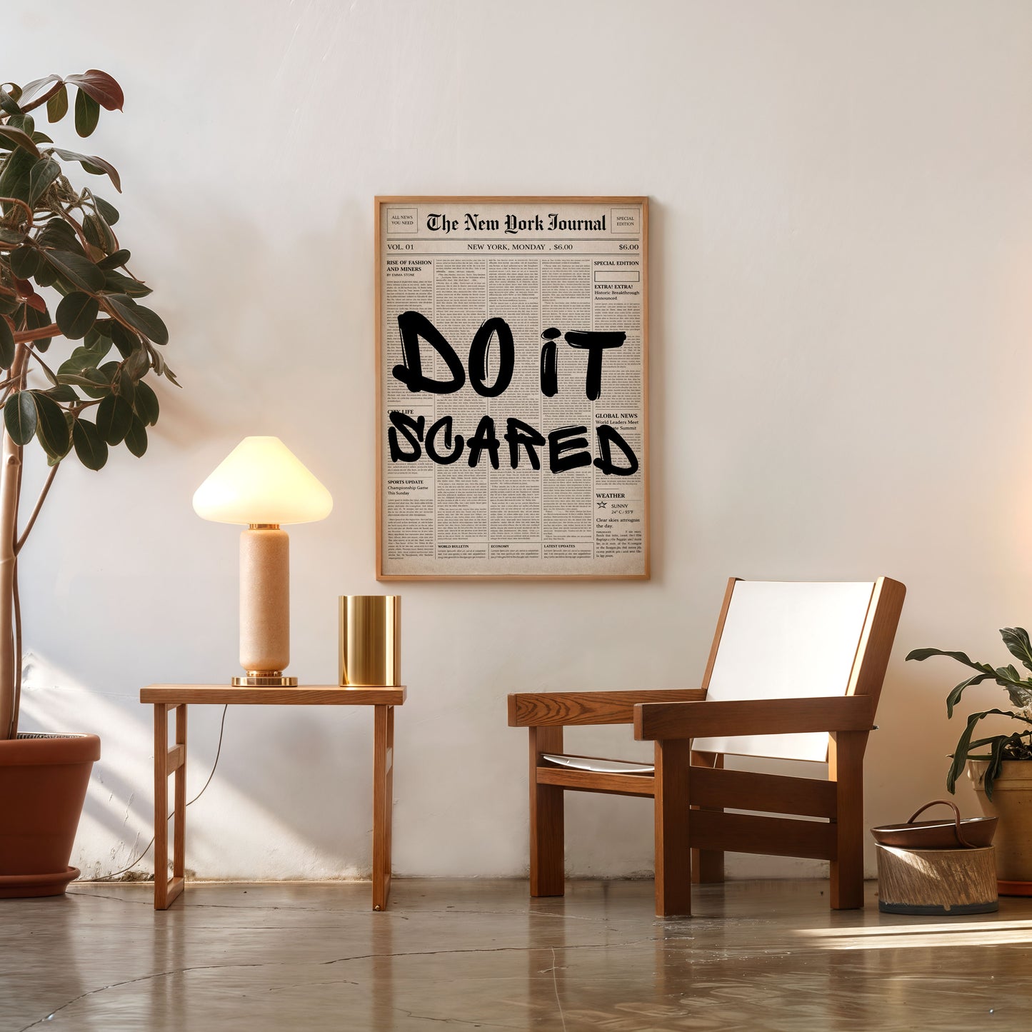 Modern motivational quote wall art do it scared print