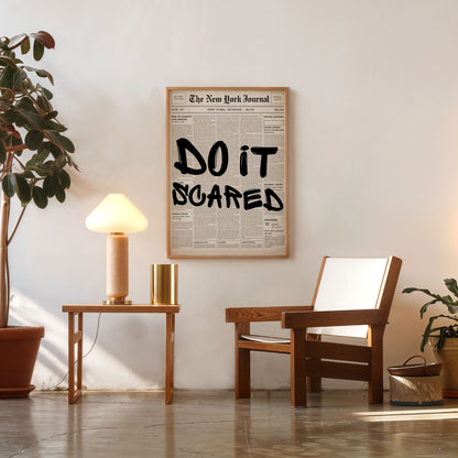 Modern motivational quote wall art do it scared print