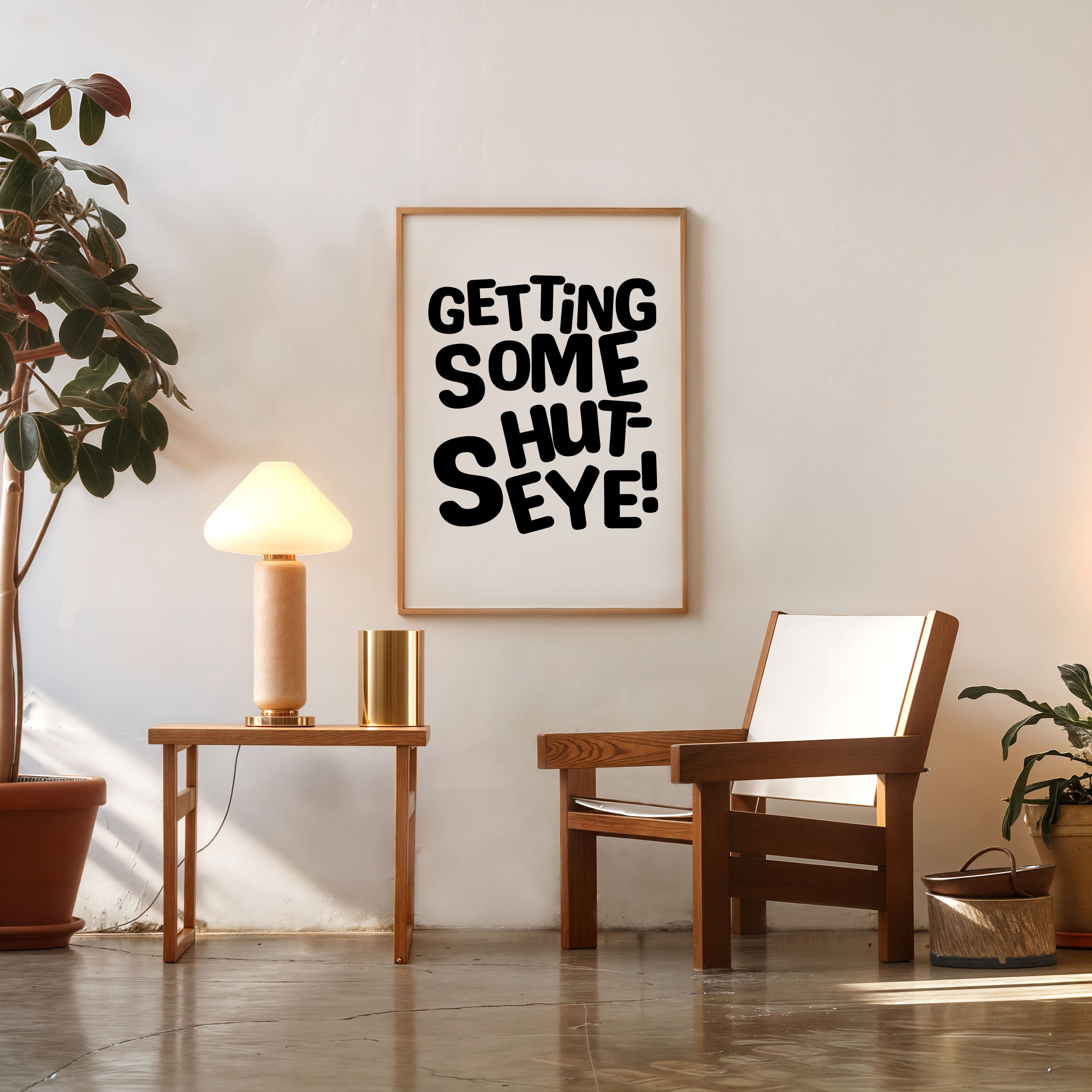 getting some shut eye poster funny bedroom wall art typography print
