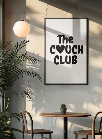 Funny Couple Wall Art Poster “The Couch Club” Minimalist Typography