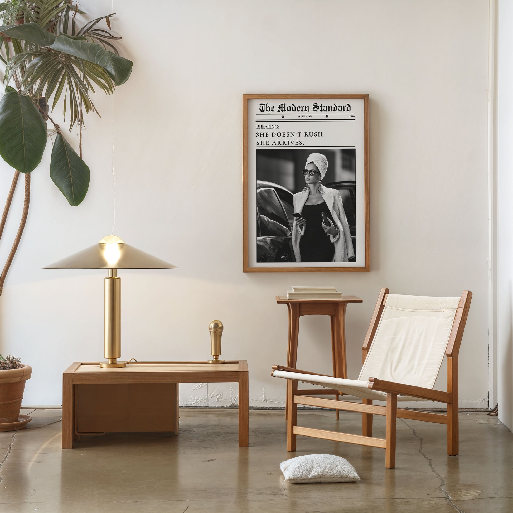 Stylish modern wall art print for living room or bedroom interior