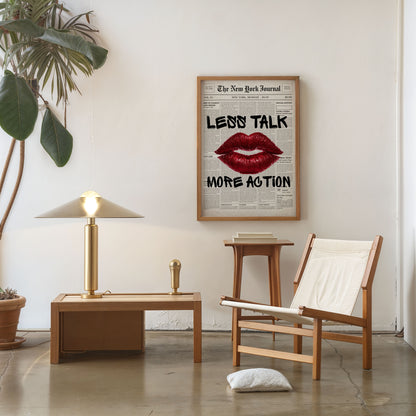 Let’s talk more action red lips poster modern wall decor