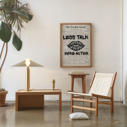Vintage newspaper lips print minimalist black aesthetic poster