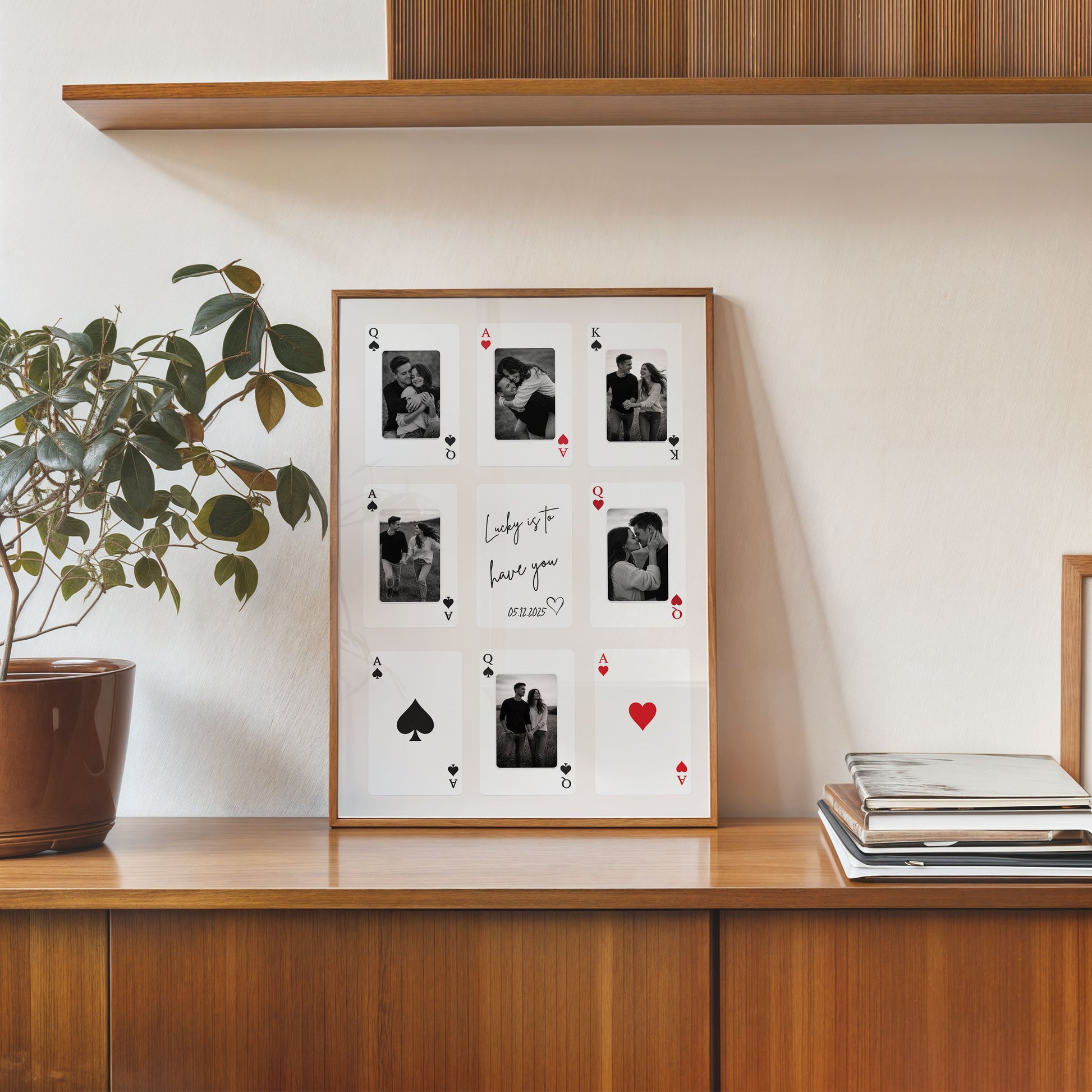 Romantic couple photo collage poster in frame cozy interior wall art gift idea