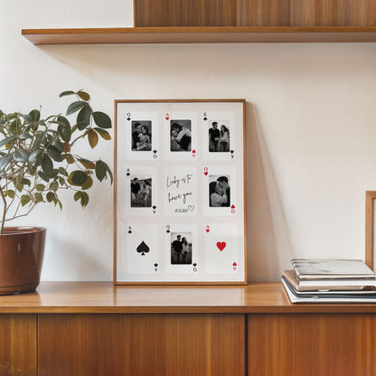 Romantic couple photo collage poster in frame cozy interior wall art gift idea