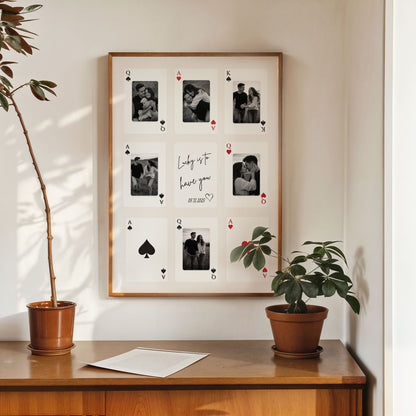 Personalized love photo collage poster playing card design modern living room decor