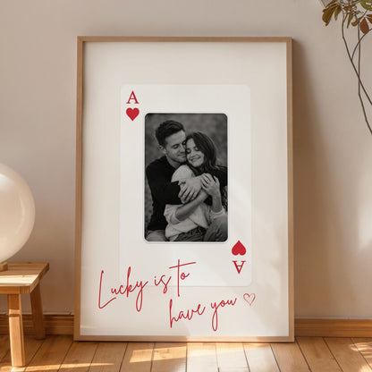 Editable Canva template blank playing card poster layout photo placeholder