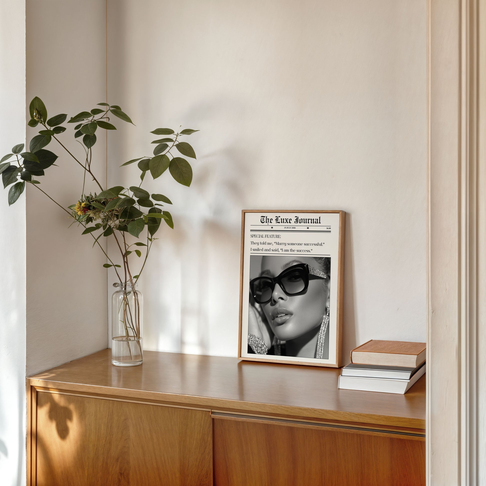 Black and white fashion portrait print luxury home decor poster