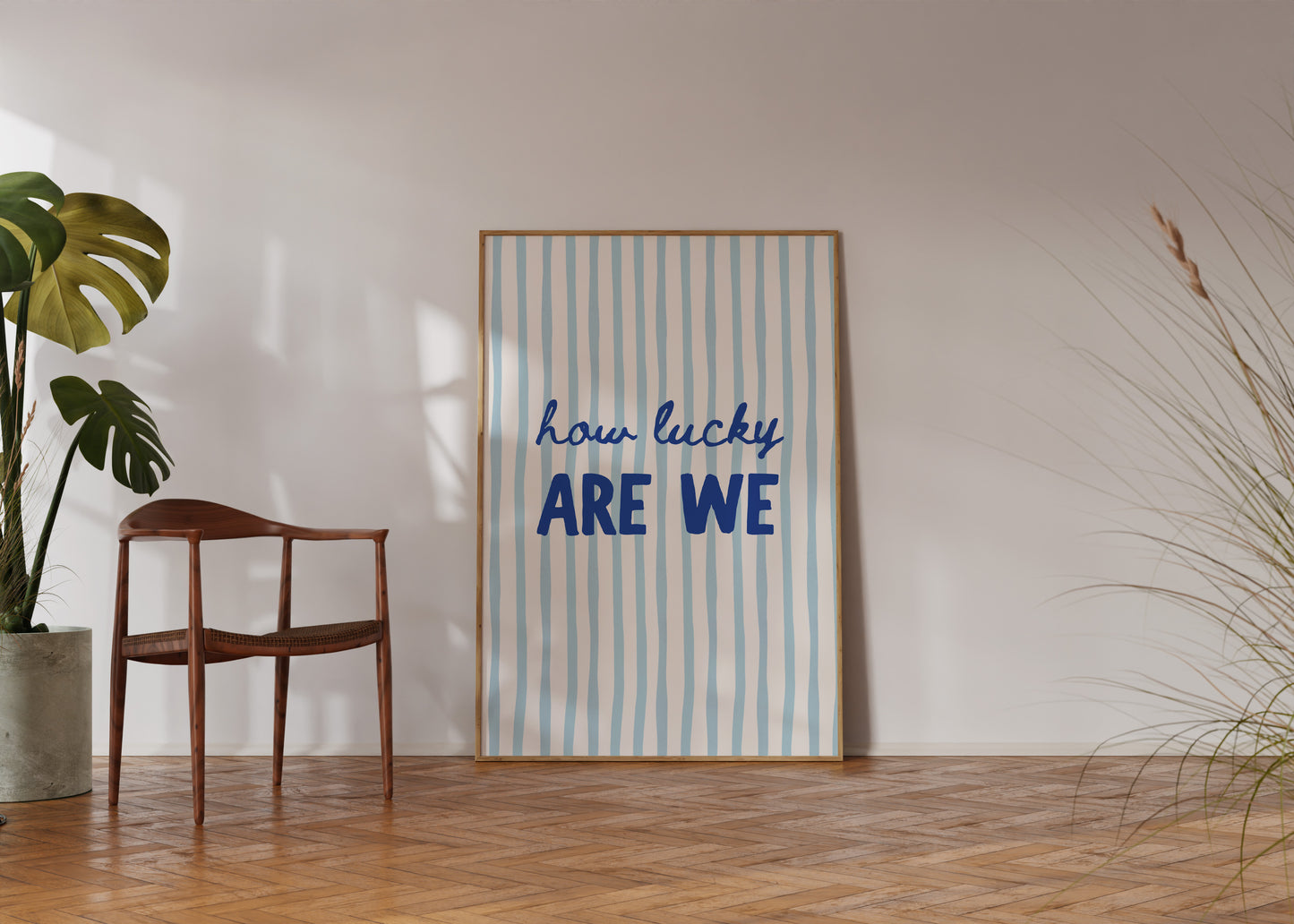 Printable romantic quote wall art blue stripes home decor