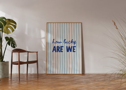 Printable romantic quote wall art blue stripes home decor