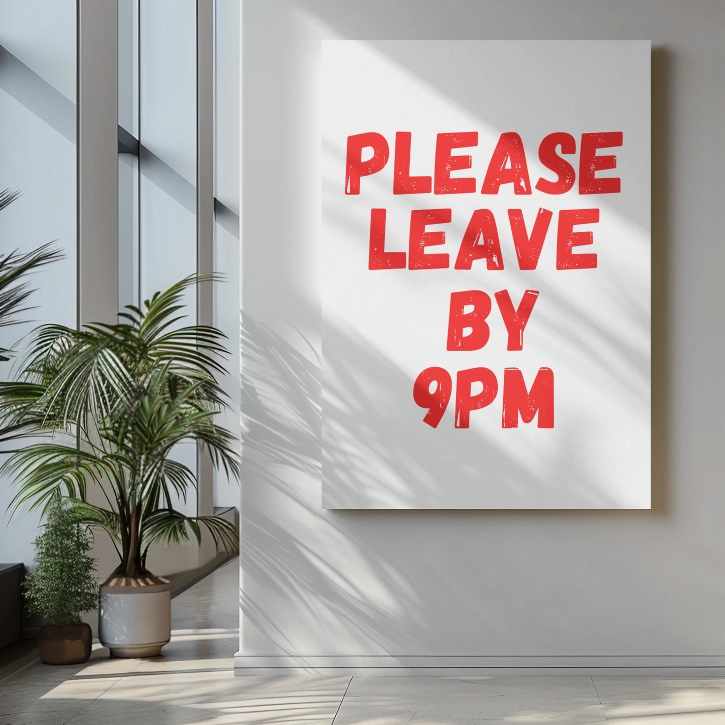 Funny Office Wall Art Poster “Please Leave by 9PM” Typography Print