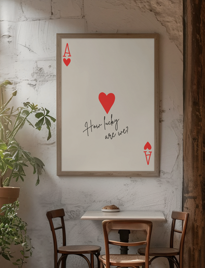 Minimalist Ace of Hearts Poster – Romantic Wall Art Print