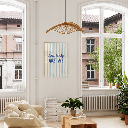 Blue striped wall art modern typography poster neutral aesthetic decor