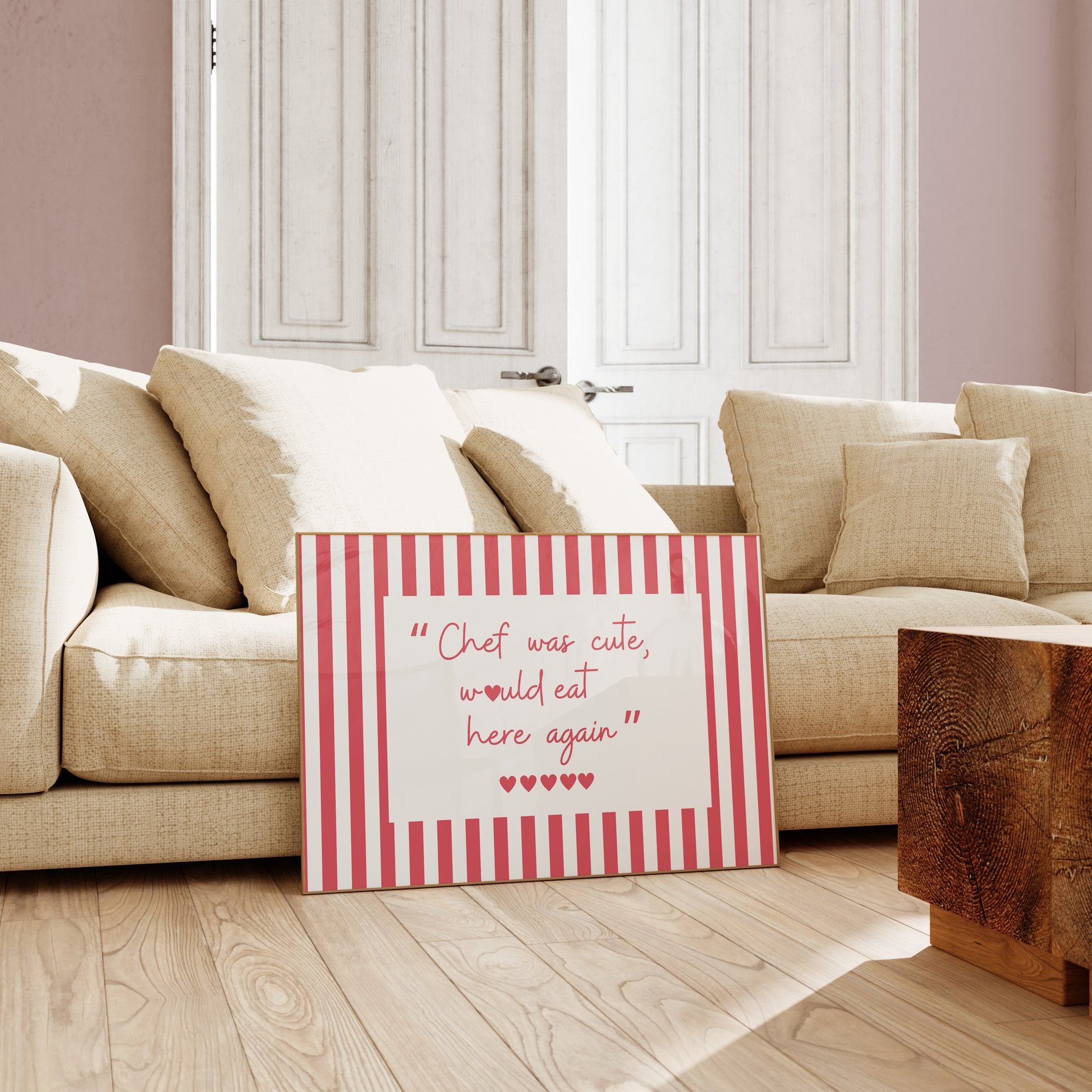 Red striped kitchen poster funny food quote printable wall art decor
