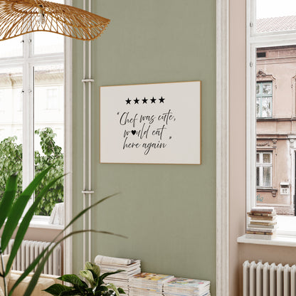 Neutral kitchen wall art poster framed in cozy living room interior