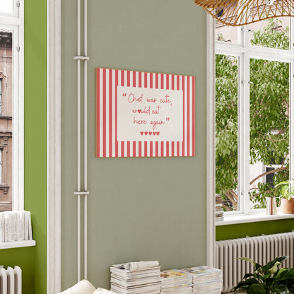 Modern kitchen wall art with red stripes framed in cozy interior