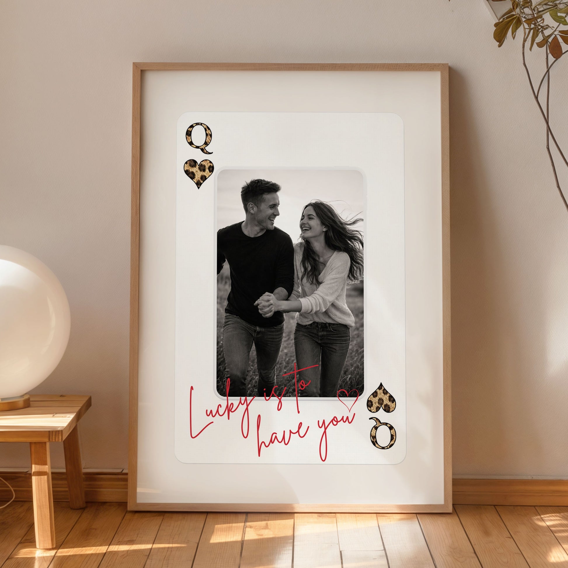 Personalized Queen playing card photo poster romantic couple wall art printable