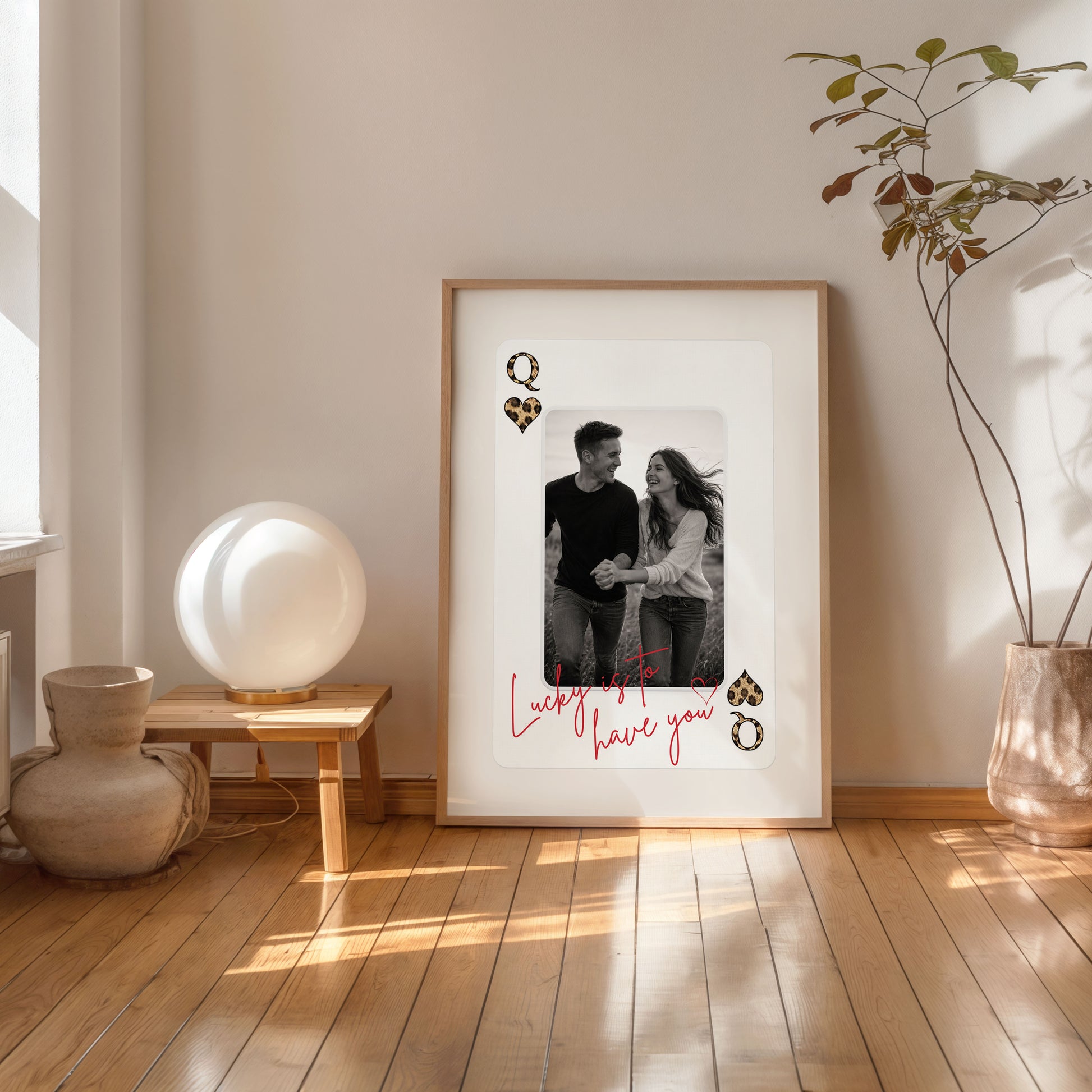 Romantic playing card photo poster on shelf aesthetic interior wall decor
