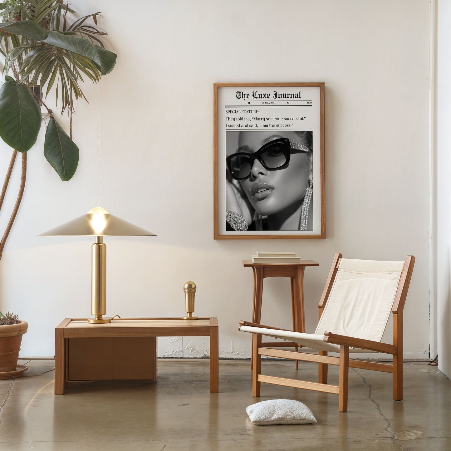 Editorial style woman portrait poster chic interior wall decoration