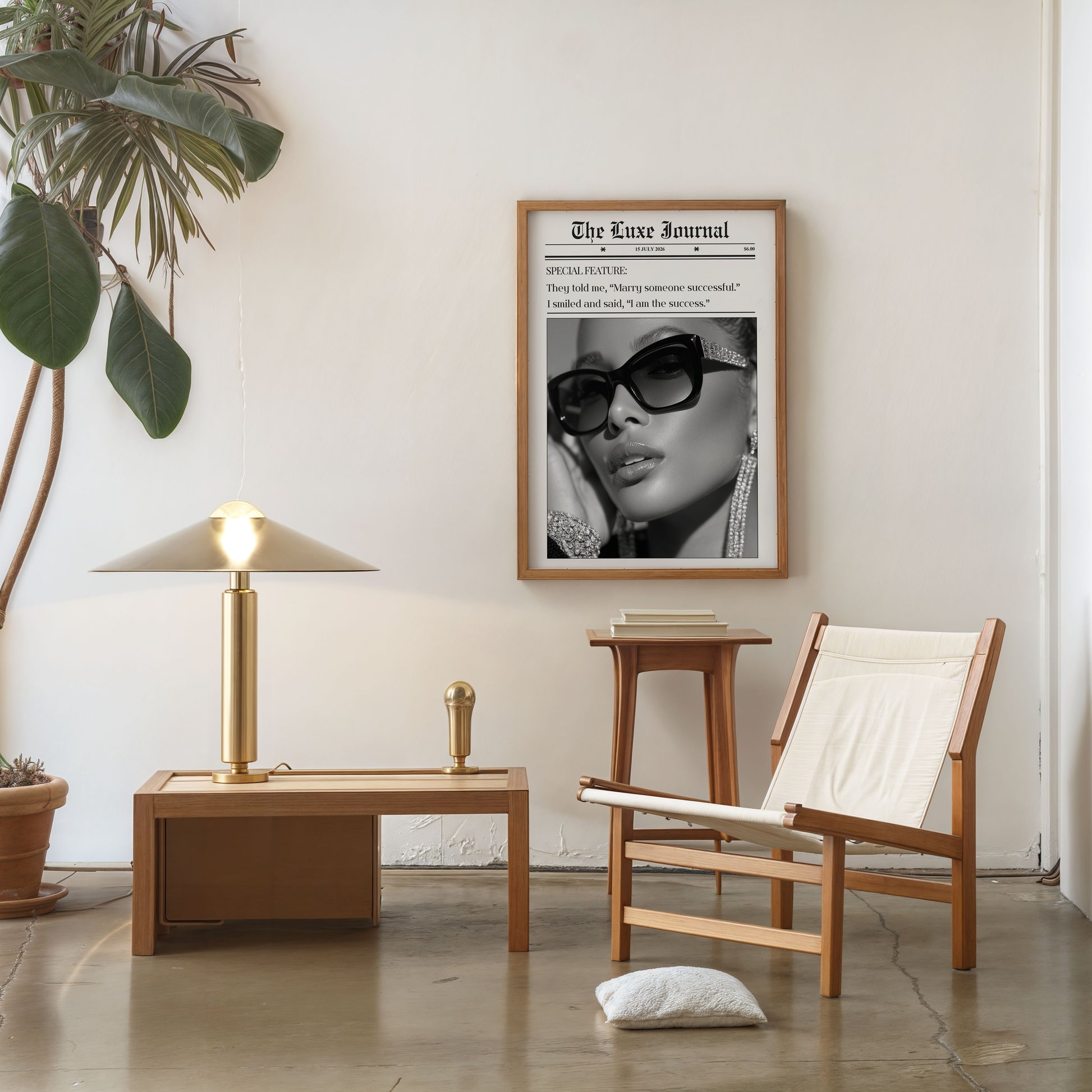 Editorial style woman portrait poster chic interior wall decoration