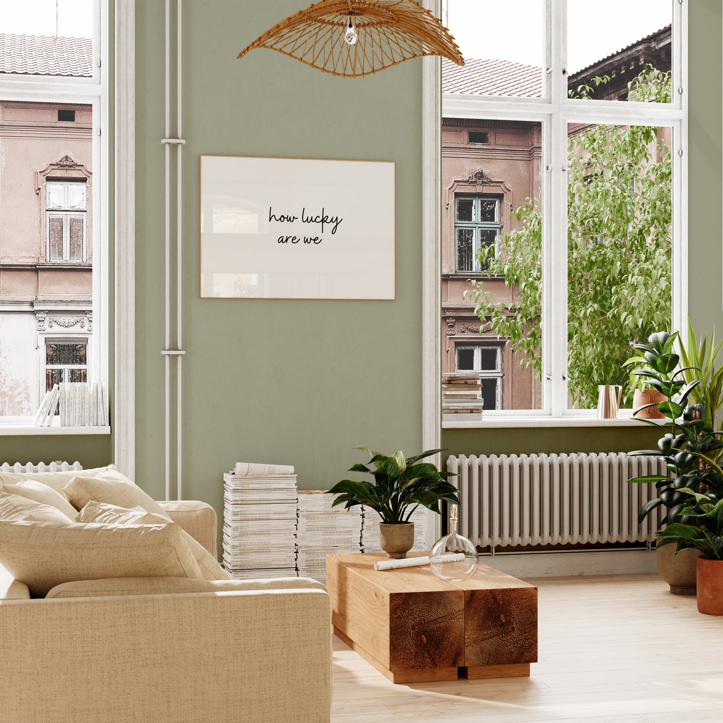 Minimalist wall art how lucky are we quote home decor